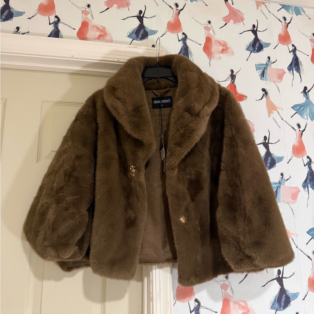 Faux Fur Coat Shawl Style XL